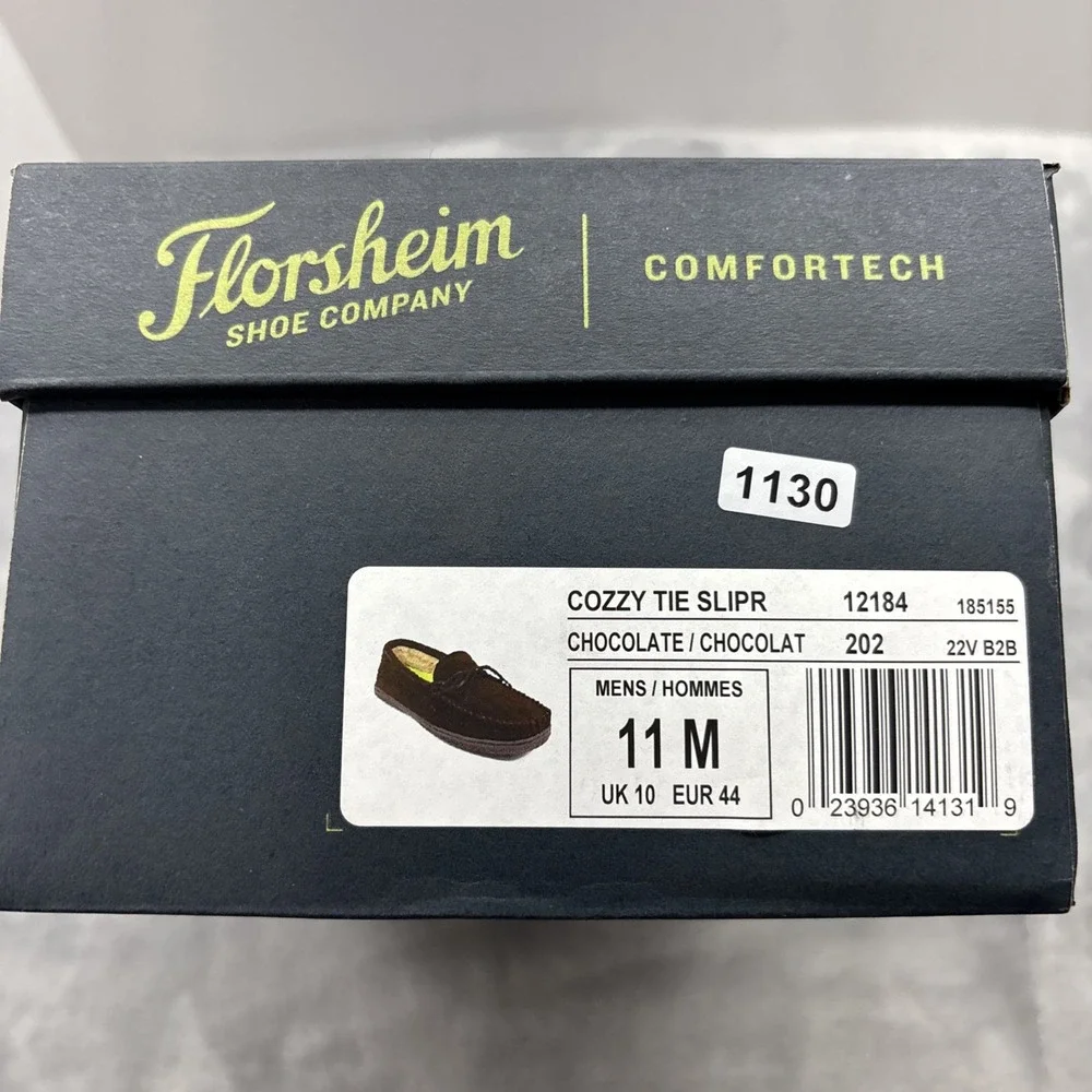 Men's 11 Florsheim Cozzy Tie Slippers in chocolate brown NIB